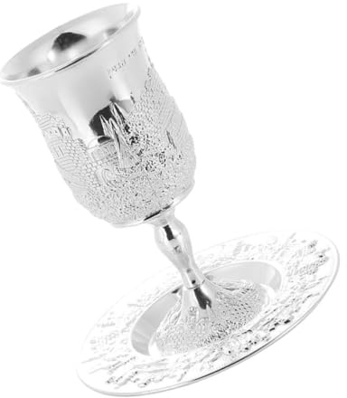 TOPBATHY Juego de Copa de Kidush y Copa para Licor con Base Alta de Metal Resistente Decorativa y Duradera Adecuado para Festividades Judías y Celebraciones Religiosas