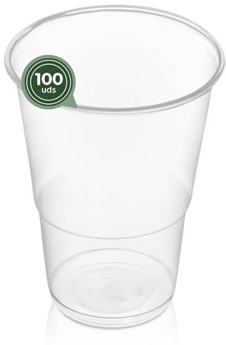 Maxi Products - 100 Vasos Plástico Reutilizables - 330 cc - Vasos Reciclables - Alta Resistencia - Vasos Irrompibles - Celebraciones - Vaso Café - Vaso Cerveza - Vaso Refresco - IRROMPIBLES