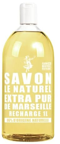 Savon Le Naturel - Savon Liquide Extra Pur de Marseille - Grand Format Recharge - Origine Naturelle - Huiles Végétales et Glycérine - Tous Types de Peau - Sans Colorants - Antibactérien - 1 L