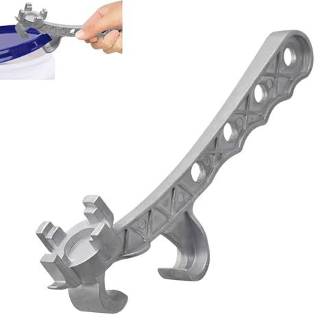 Muti-Function Metal Bucket Opener, Aluminum Drum Wrench, Non Sparking Can Opener for Opening 10-55 Gallon Drum 5 Gallon Bucket with Lid, Fits 2 Inch and 3/4 Inch Bung Caps (Silver)