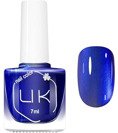 Nagellack Pearl Blau - 7ML Glizter Nagellack, Schnelltrocknender langanhaltender hochpigmentierter Aurora Blue Nail Polish - keine UV Lampe erforderlich für DIY Nageldesign (Pearl Blau)