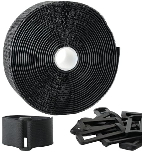 leruiyezs Fascette per Cavi Riutilizzabili Fibbie Fascette Cavi Tagliabili a Misura per Organizzare Cavi, Tubi, Zaini, Casa, Ufficio, Interni ed Esterni (20pcs, 5cmx5m)