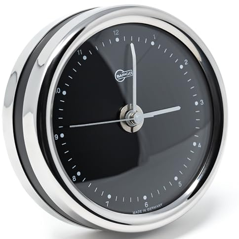 Barigo 827RFPO.06 Orion Quarz-Schiffsuhr, Glas, Edelstahl-Gehäuse poliert | Schiffsuhr, arabische Ziffern, schwarzes Ziffernblatt, maritime Wanduhr, maritimes Design, 100x35 mm Breite/Tiefe