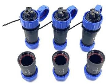 3 Pezzi SP21 3 poli Aeronautica Connettore, IP68 Impermeabile 3Pin Nessuna Saldatura Richiesta Connettore Elettrico Maschio Spina e Femmina Presa Adattatore 500V 30A 12AWG Cavo (Cablaggio a Vite)