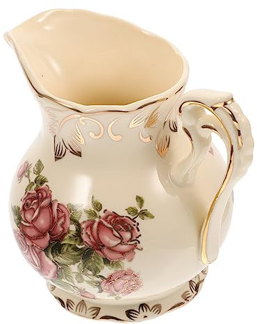 GLEAVI Pichet à Lait En Céramique 250 Ml Vintage Motif Floral Doré, Design Européen, Récipient à Sirop Et Café, Pour Usage Domestique Et Restauration, Pour Barbecues Et Buffets