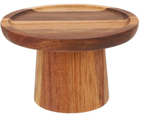 PartyKindom Wooden Cupcake Stand High Base Cake Plate Decorative Dessert Holder for Party Wedding Display Rustic Serving Tray for Cakes Cookies Fruits