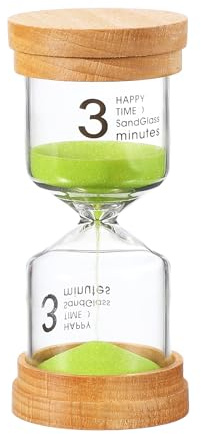 PATIKIL 3 Minute Sand Timer, Wooden Sand Watch High Glass Sandglass Timer for Living Room Kitchen Home Office Restaurant Decoration, Green