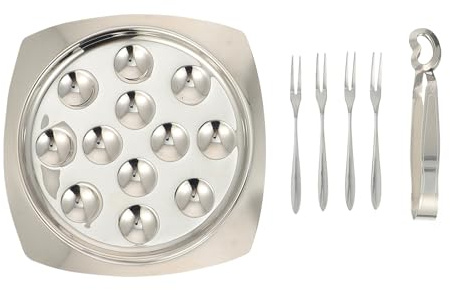 UTHCLO Set Ustensiles pour Escargots Acier Inoxydable Résistant Chaleur Comprend Assiette Pince et Fourchettes à Deux Dents pour Restaurant et Maison