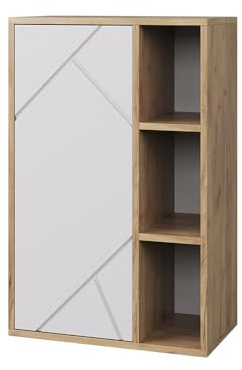 Vicco Hängeschrank Berno, Goldkraft Eiche/Weiß, 50.1 x 78.4 cm | mit 3 offenen Fächern, zur Wandmontage geeignet für zusätzlichen Stauraum