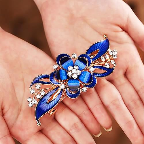 Jovono Hochzeits-Haarspange, Braut-Haarnadeln, Haarschmuck mit Blume, Kopfschmuck für Frauen und Mädchen (blau)