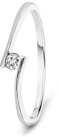 MIORE Ring Damen 0.05 Ct Solitär Diamant Verlobungsring aus Gelbgold/Weißgold 9 Karat / 375 Gold, Schmuck