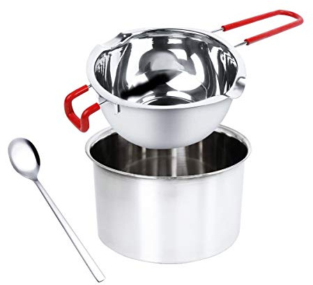 2 Pack Stainless Steel Double Boiler Pot Chocolate Melting Pot Soap Candle Candy Making Tool Kit Wax Melting Heat Proof Bowl for Melting Chocolate, Butter, Cheese, Caramel, Candy, Candle, Wax