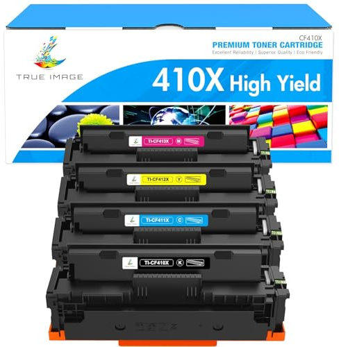 True Image Kompatibel Toner als Ersatz für HP 410 410A 410X CF410X CF410A Color Laserjet Pro MFP M477fdw M477fdn M377dw M477fnw M452dn M452dw M452nw M452 M477 M377 - Schwarz Cyan Gelb Magenta 4er-Pack