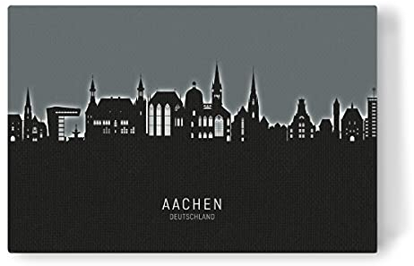 artboxONE Leinwand 120x80 cm Städte Aachen Germany Skyline Glow White von Michael Tompsett