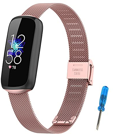 SenMore Metallarmband Kompatibel mit Fitbit Luxe Armband Metallarmband aus Edelstahl, Verstellbares Armband (inklusive Werkzeug zum Einstellen des Armbands)