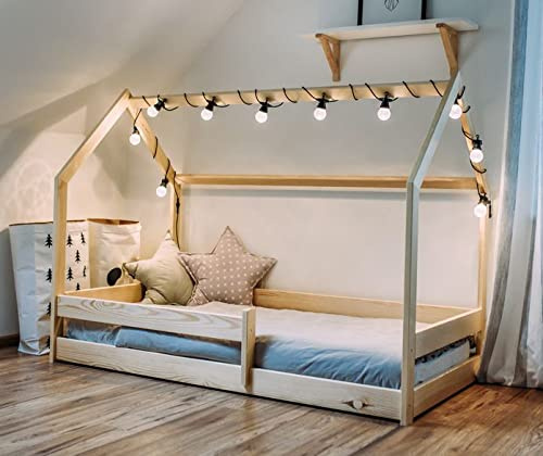 Hausbett, Hausbett für Kinder, Montessori Hausbett, handgemachtes Bett für Kleinkinder, Holzhausbett, Cottage Bett Kleinkinderbett, hausbett 160x80