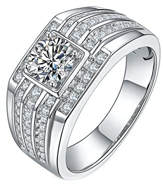 ANAZOZ Pt950 Herren Ring Platin, 1ct Moissanite 4 Klaws Ehering Herren Echtschmuck