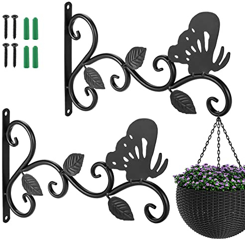 Kyrio Support De Panier Suspendu, Support De Panier De Suspension Murale De 12 Pouces Crochet De Plante Pour Panier De Jardin Lanterne Pelouse Lumière Pots De Fleurs - Paquet De 2
