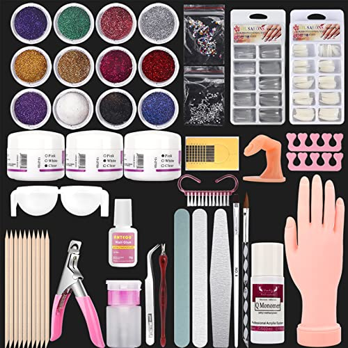 Deciniee Silikon Übungshand für Nageldesign: Flexible Übungshand Set - 200 Stück Nagelspitzen Nagel Hand - Professionelle Acrylnägel Nagelhand Übungsmodell für DIY Nagelmaniküre