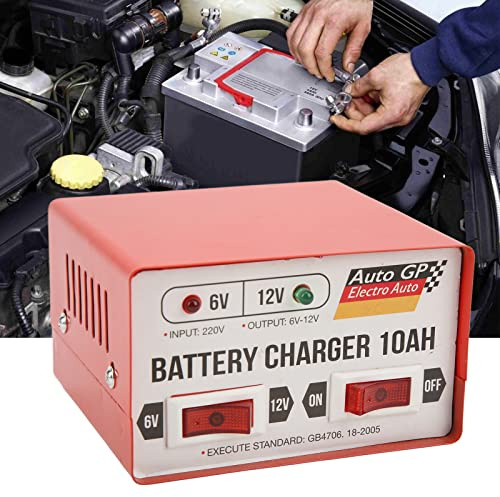 Intelligentes Batterieladegerät, Tragbares Notstrom-Kit für das Auto, Auto Smart Batterieladegerät Schnellladegerät Reparaturmaschine 6V 12V Einstellbarer Roter EU-Stecker 110‑220V