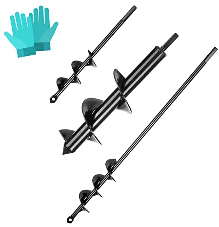 Trivelle da Giardino Trivella Trapano a Mano da Giardino per Elettrico, Trivellatore per Terreno, Trapano a Spirale Pianta da Giardino Garden Auger 4*22+4*42+8*30CM, per Fiori, Bulbi di Semenzali