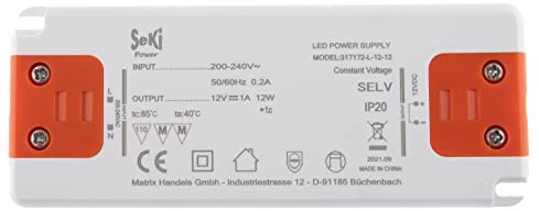 SeKi LED-Netzteil L-12-12 - 12V - 1A - 12W; LED Treiber - Transformator - Netzteil - Driver - Trafo