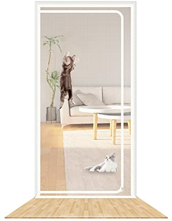rackbone katzengitter balkontür, Verdickte Katzenschutzgitter für Wohnzimmer, Schlafzimmer, Küche, Terrasse, Hund Katze Gittertür mit Reißverschluss… (Geeignet für Türgröße: 90 cm x 210 cm)