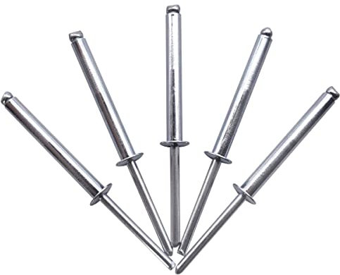 Lot de 50 rivets aveugles 5,0 x 40 mm, tête bombée ouverte, rivets pop DIN 7337, rivets en acier et mandrin en acier