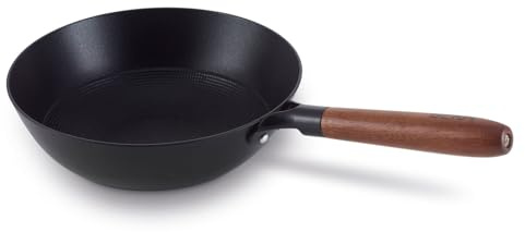 Beka Mandala Wok Céramique 28 cm Fonte Fer Recyclée Certifiée RCS - Manche Bois Acacia - Sans PFAS - Compatible Induction - Garantie 5 ans