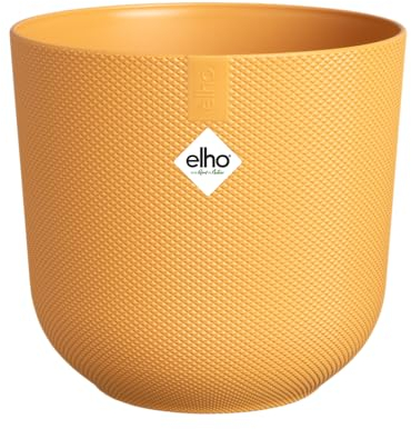 Elho Jazz Round 23cm - Vaso per Piante da Interno - Struttura Unica - 100% Plastica Riciclata - Giallo/Giallo Ambra