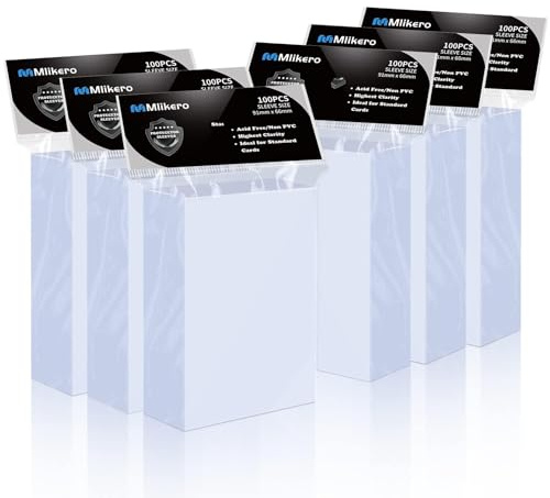 Mlikero 600 Pcs Clear Card Sleeves, Standard Size Trading Card Sleeves Cards Protector Fit for MTG, Football, Sports, Game Cards, 66 x 91 mm