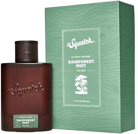 Dr. Squatch Natural Cologne for Men - Scent-Lock Technology and Sustainably-Sourced Ingredients - Rainforest Mist Cologne (1.7 fl oz)