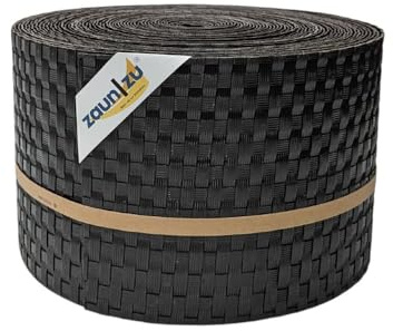 zaun|zu® Rattan 26 Meter Rolle 19cm hoch | Sichtschutzstreifen PE für Doppelstabmatten UV-beständiger Sichtschutz | Zaunblende Made in Germany | Robustes Design Dunkelbraun 26m