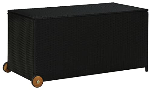 Willood Garten-Auflagenbox Schwarz 120x65x61 cm Poly Rattan