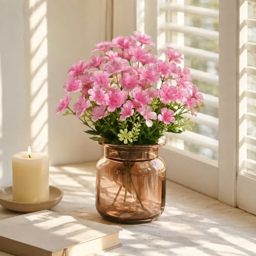 astylishome Pink Artificial Flower 100 Bundles Violets Fake Faux Greenery for Flowers Arrangement Plants for Outdoor Indoor Front Door Home Garden Window Wall Decor 0420