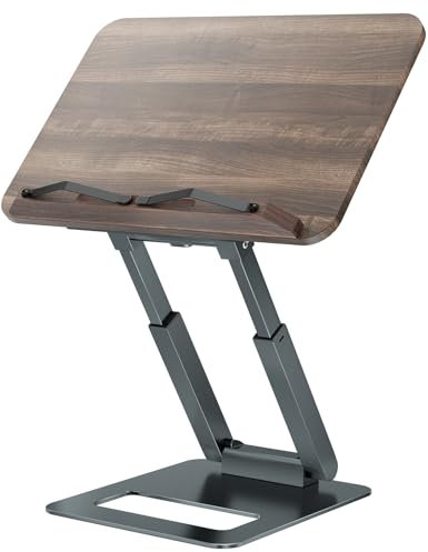 Tounee Libreria regolabile con base girevole a 360°, supporto per libri di cucina, libro di ricette con clip laterali elastiche per spartiti musicali, ricette