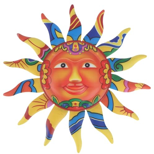 Ciieeo Solar Wall Decoration 12.8 Inch Sun Plaque Hanging Adornment for Garden Patio Indoor Outdoor Wall Art Ornament