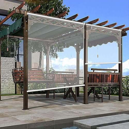Generico Tenda a Rullo per Esterni in PVC Trasparente Tapparella Avvolgibile Trasparenti per Giardino Lsolamento Termico Impermeabile Prova di Polvere Tenda pergola Antipioggia,200 * 250cm