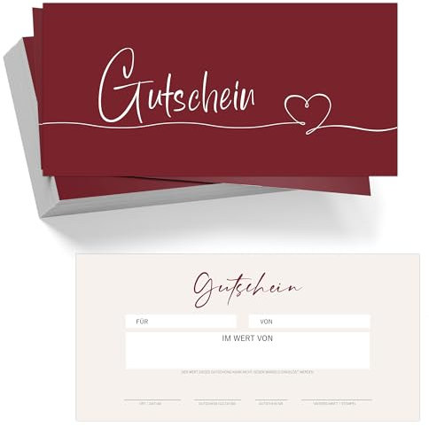 Eummel 40 rote Blanko Gutscheine zum selber Ausfüllen für Nagelstudio Friseur Kosmetik Massage Wellness Fußpflege Beauty Gutschein Vorlage Gutscheinkarten Geschenkgutscheine