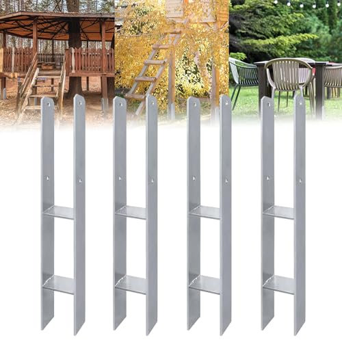 ACXIN Lot de 4 supports de poteau en H - Ancrage en H en acier inoxydable avec revêtement pour installations fixes en plein air - 91 x 600 mm - Épaisseur du matériau : 5 mm