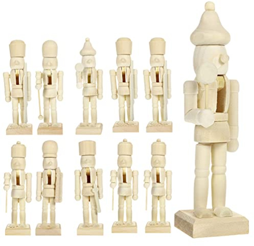JOINPAYA 12pcs Unfinished Wooden Nutcracker: 4.7in Paintable Nutcracker Walnut Soldier Blank Ornament for DIY Craft Christmas Home Decoration