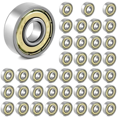 QWORK® 40 Pezzi Cuscinetti a Sfera 608zz, Doppia Protezione, per Skateboard, Scooter, Pattini in Linea, 8 mm x 22 mm x 7 mm