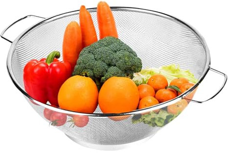 Sil rostfritt stål, matsil metall dräneringskorg, värmebeständig diskbänk durkslag silkorg för bär, pasta, spagetti