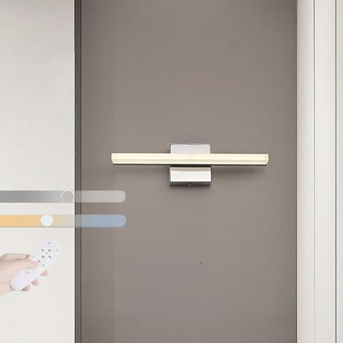 GZZBMY LED Spiegelleuchte mit Fernbedienung Bad Tricolor Beleuchtungsmodus Spiegellampe Badezimmer Badlampe Wand Wasserdicht IP44 Wandlampe Einstellbare Helligkeiten Modern Wandleuchte Küche (Weiß)