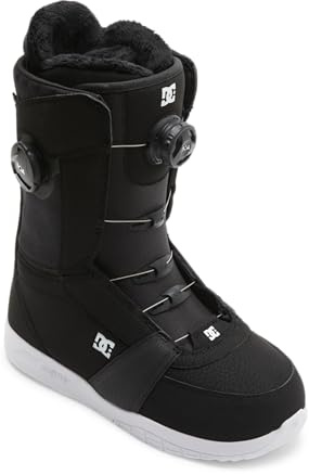 DC Shoes Lotus BOA Botas de snowboard para mujer, botas de snowboard estables microajustables con forro ligero multicapa y plantilla moldeada cómoda, negro/blanco/negro, talla 9