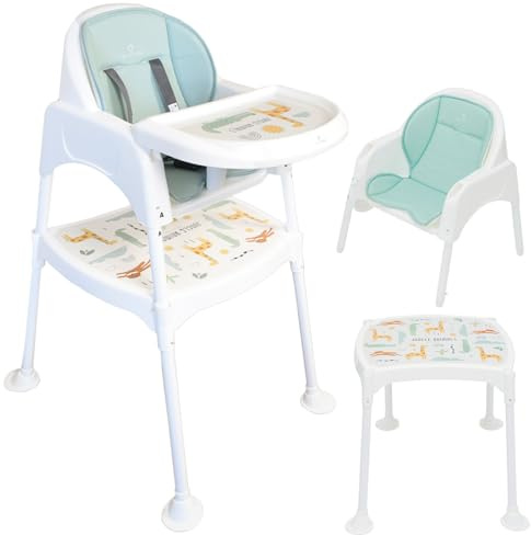 Olmitos - Trona Evolutiva 3 en 1 para Bebé: Trona, Silla Infantil y Mesa con Silla - Arnés de Seguridad, Bandeja Extraíble, Ligera y Ajustable