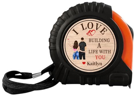 Metro a nastro personalizzato, I Love Building A Life with You, nastro di misurazione con incisione personalizzata con nome, regalo di Natale e San Valentino per lui, marito, fidanzato
