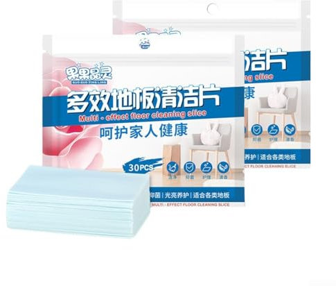 Water Soluble Floor Cleaning Sheets for Deep Stain Removal on Hardwood, Tile, and Marble Surfaces (60PCS-Blue)
