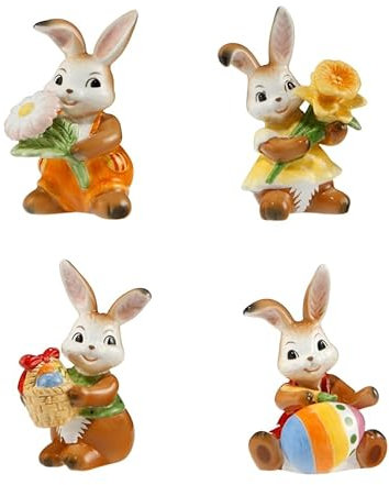 Goebel 4er Set Häschen Ostergrüße - Leuchtender Frühlingsbote - Zarte Wiesenblumen - Meistermaler in Geschenkverpackung Hase Goebelhase