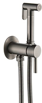 Pulvérisateur de bidet mural pour toilettes - Robinet de bidet chaud et froid - Kit de pulvérisateur à couches en tissu gris acier